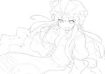  absurdres asakura_masatoki greyscale hat highres lineart long_hair monochrome smile solo touhou yakumo_yukari 