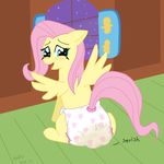  diaper equine f&#230;ces feces female feral fluttershy_(mlp) friendship_is_magic horse hydroftt mammal my_little_pony pegasus pony pooping scat wings 