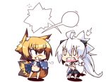  animal_ears chibi fox_ears fox_tail long_hair multicolored_hair multiple_girls multiple_tails original pointy_ears ponytail reku sanbi_(reku) shiroko_(reku) short_hair tail two-tone_hair very_long_hair white_hair 