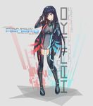  black_hair bodysuit groundzeroace hair_over_one_eye ikezawa_hanako katawa_shoujo long_hair neon_trim purple_eyes scar solo text_focus thighhighs tron 