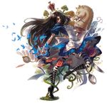  alice:_madness_returns alice_(wonderland) alice_in_wonderland american_mcgee's_alice apron black_hair boots bug butterfly card crown dress fish fork green_eyes insect knife mushroom pantyhose snail solo spoon stopwatch striped striped_legwear watch weapon yang_niangniang 