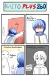  4koma beard blue_hair catstudioinc_(punepuni) color_drain comic facial_hair highres kaito male_focus nausea open_mouth scarf shirt short_hair thai translated vocaloid 