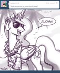  clothing cutie_mark equine eyewear female feral friendship_is_magic hawaii horn john_joseco mammal my_little_pony princess_celestia_(mlp) shirt solo sunglasses tumblr winged_unicorn wings wreath 