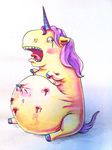  birth blood breasts crying equine female gore hair horn kangel mammal navel nightmare_fuel nipples open_mouth pregnant purple_hair stab tears teeth unicorn 