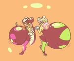 2017 air_inflation animal_humanoid belly belly_expansion big_belly black_clothing black_eyebrows black_footwear black_hair black_shoes black_topwear blowing_bubble_gum bo-the-sno bottomwear bubble_gum callie_(splatoon) cephalopod cephalopod_humanoid clothing colored cousins_(lore) digital_media_(artwork) duo ear_piercing expansion eyebrows eyelashes female flat_colors footwear gloves green_bottomwear green_clothing green_headwear green_pants grey_eyebrows grey_hair hair handwear headgear headwear huge_belly humanoid hyper hyper_belly inflation inkling marina_(splatoon) marine marine_humanoid markings mole_(marking) mollusk mollusk_humanoid motion_lines navel navel_outline nintendo not_furry orange_background orange_eyes outie_navel pants piercing pink_bottomwear pink_clothing pink_pants pseudo_hair simple_background splatoon swelling tan_body tan_skin tentacle_hair tentacles three-quarter_view topwear white_clothing white_ear_piercing white_gloves white_handwear white_headwear