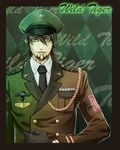  black_gloves brown_eyes brown_hair facial_hair gloves hat kaburagi_t_kotetsu male_focus military military_uniform peaked_cap stubble tama_(tamaplus) tiger_&amp;_bunny uniform 
