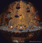  arthropod_girl bell bell_beast_(hollow_knight) black_eyes black_skin building cloak colored_skin daydream_stream full_body green_cloak green_hat hat holding holding_polearm holding_weapon hollow_eyes hollow_knight hollow_knight:_silksong horned_mask hornet_(hollow_knight) horns in-universe_location mask needle_(hollow_knight) pixel_art polearm red_cloak shakra_(hollow_knight) spear too_many_bells twitter_username weapon weapon_on_back white_mask 