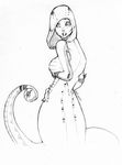  breasts cobra dragon female hybrid lain_&quot;scribbles&quot;_lock looking_at_viewer milf monochrome mother naga orb parent piercing plain_background reptile roneethestray scales scalie side_boob snake solo spikes spots stripes traditional traditional_media white_background 