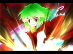  green_hair highres kazami_yuuka letterboxed master_spark r-18_jii red_eyes solo touhou umbrella 
