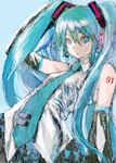  aqua_eyes aqua_hair bad_id bad_pixiv_id detached_sleeves hatsune_miku headphones headset long_hair necktie pon solo twintails very_long_hair vocaloid 