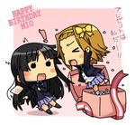  &gt;_&lt; 2girls akiyama_mio bow box chibi closed_eyes gift happy_birthday k-on! k10k multiple_girls o_o ribbon school_uniform surprised tainaka_ritsu translated 