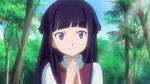  animated animated_gif gundam gundam_age lowres nishida_asako purple_eyes purple_hair smile solo yurin_leciel 