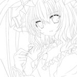  bad_id bad_pixiv_id greyscale highres lineart looking_at_viewer monochrome nanase_nao remilia_scarlet solo touhou transparent_background 