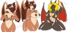  big_breasts blonde_hair blush breasts brown_hair charizard cum dragon female fire hair inferno looking_at_viewer nintendo nipples nude plain_background pok&#233;mon pok&#233;morph pussy red_eyes reptile scalie smile speeds spread_pussy spreading video_games white_background wings 