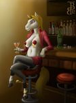  2012 alcohol bar beverage bottle breasts collaboration colour_crusader crazyforthedesert crossed_legs drink equine female garter_straps glass hooves horse jewelry legwear lingerie mammal milf mother navel nipples pantyhose parent pasties solo stockings stool 
