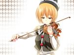  bad_id bad_pixiv_id blonde_hair bow_(instrument) hat instrument lunasa_prismriver short_hair solo touhou upper_body violin yappen yellow_eyes 
