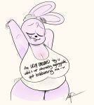  big_breasts breasts cleavage clothed clothing english_text hi_res lagomorph magician_bunny mammal ota_(artist) rabbit stretching text 