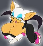  ass bat_ears bat_wings breast_expansion breasts butt cleavage clothing color female horny huge_breasts large_breasts looking_at_viewer michiyoshi rouge_the_bat sega solo sonic_(series) sonic_riders sonic_the_hedgehog sports_bra torn_clothing wide_hips wings 