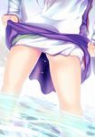 amisu close-up legs mononobe_no_futo silver_hair skirt skirt_hold solo thighs touhou wading water 