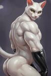 anthro armwear big_butt bleakcat bleakcat_(character) bubble_butt butt clothing domestic_cat elbow_gloves felid feline felis gloves green_eyes handwear latex latex_armwear latex_clothing latex_elbow_gloves latex_gloves latex_handwear looking_at_viewer male mammal muscular muscular_anthro muscular_male pinup pose side_profile smile solo whiskers