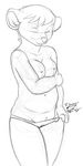  anthro breasts clothed clothing eyes_closed female half-dressed joshua_frinkle koala mammal marsupial nipples os panties sketch solo topless underwear 