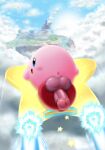 2025 alien balls blue_eyes blush cloud digital_media_(artwork) erection feet feet_cupped_balls floating_island flying genitals hi_res island kirby kirby_(series) kirby_air_ride kirby_air_riders male nintendo not_furry nude open_mouth penis pink_body sky smeargle20 solo star vehicle waddling_head warp_star