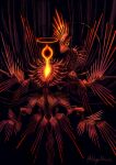  abstract absurdres black_background cable commentary_request creature glowing halo highres keselum_(neganeura) monster monster_focus no_humans original partial_commentary 