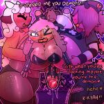 2025 2_horns anthro artist_name beanie big_breasts big_butt big_penis black_bra black_clothing black_lipstick black_underwear blush bodily_fluids bottomwear bovid bra breast_play breasts brown_body butt caprine character_request clothed clothing clothing_lift collaborative collaborative_sex collaborative_titfuck demon denim denim_bottomwear denim_clothing digital_drawing_(artwork) digital_media_(artwork) dripping ear_piercing english_text exclamation_point eyes_closed female genital_fluids genitals group gynomorph hat headgear headwear heart_symbol hi_res horn huge_breasts huge_penis intersex intersex/female jeans kiss_mark kiss_mark_on_breast kiss_mark_on_ear kiss_mark_on_face lagomorph leaking_precum lipstick makeup mammal motion_lines navel one_eye_closed open_mouth oxyoxyoxyox pants pattern_clothing penis piercing precum precum_drip precum_string purple_body questionable_consent sex sheep short_tail signature striped_clothing stripes sweater sweater_lift tail talking_to_another text titfuck topwear torn_bottomwear torn_clothing torn_jeans torn_pants trio underwear