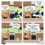 ariesartist bird_dog canid canine canis coffee_mug comic dialogue domestic_dog fennec_fox fox hi_res humor hunting_dog kitchen labrador male mammal retriever true_fox