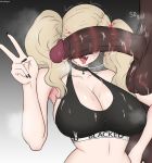  1boy 1girl absurdres after_fellatio black_choker black_nails black_sports_bra blacked_(phrase) blonde_hair blue_eyes blush breasts can&#039;t_see_the_haters_(meme) choker cleavage commission commissioner_upload cum cum_on_body cum_on_breasts cum_string dark-skinned_male dark_skin daruko536 earrings english_text gradient_background grey_background hetero highres hoop_earrings huge_penis interracial jewelry large_breasts large_variant_set lipstick_mark lipstick_mark_on_penis lipstick_mark_on_testicles lipstick_ring long_hair meme penis penis_awe penis_on_face penis_over_eyes persona persona_5 queen_of_spades_symbol saliva saliva_trail spade_(shape) speech_bubble sports_bra takamaki_anne testicles textless_version twintails uncensored v variant_set very_dark_skin 