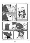  :3 bat_wings bespectacled book comic glasses greyscale hat head_wings highres hong_meiling_(panda) koakuma monochrome multiple_girls patchouli_knowledge reading scan seki_(red_shine) silent_comic throwing touhou translated wings 
