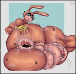 anthro anus arthropod balls beetle big_anus big_balls big_butt big_penis black_border blattodean bodily_fluids border butt clothing cockroach egg feet_cupped_balls foreskin fur gaping gaping_anus genital_fluids genital_focus genital_raphe genitals gloves handwear happy huge_balls huge_butt huge_penis humanoid_genitalia humanoid_penis hyper hyper_balls hyper_genitalia hyper_penis infestation insect lagomorph leporid long_foreskin looking_back male mammal mostly_nude musk musk_cloud musky_balls musky_penis orange_body orange_fur parasite penis precum presenting presenting_anus presenting_balls rabbit raphe_(anatomy) retracted_balls scrotal_raphe scrotum_flap simple_background solo sweat sweaty_anus sweaty_butt sweaty_genitalia thick_thighs unretracted_foreskin urethra urethral wilelter