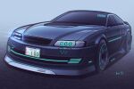  artist_name black_car car cyberpunk glowing grey_background kai55 license_plate motor_vehicle no_humans original road science_fiction shadow simple_background spoiler_(automobile) street toyota toyota_chaser vehicle_focus 