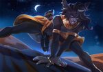 anthro balls big_balls big_penis black_body black_fur black_hair bodily_fluids buckteeth crescent_moon ear_piercing ear_ring fur genital_fluids genitals gold_(metal) gold_armlet gold_jewelry hair hare huge_penis jewelry kammi-lu lagomorph leporid light male mammal moon moonlight necklace night penis piercing pose precum rabbit ring_piercing sky solo star teeth thick_penis vein veiny_penis zerva_von_zadok_(capesir)