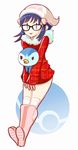  bespectacled boots coat footwear glasses hair_ornament hairclip hat hikari_(pokemon) jonathan_kim kneehighs persona_(artist) piplup poke_ball pokemon socks 