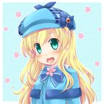  blonde_hair blush bow cordelia_glauca flower fujimoto_akio green_eyes hat heart long_hair solo tantei_opera_milky_holmes 