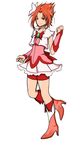  adapted_costume arceonn cure_rouge dissonance flower hair_flower hair_ornament highres magical_girl natsuki_rin precure red red_eyes red_hair short_hair smile solo yes!_precure_5 