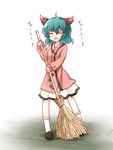  animal_ears bad_id bad_pixiv_id bamboo_broom blush broom closed_eyes dress eighth_note fuuen_(akagaminanoka) green_hair kasodani_kyouko music musical_note open_mouth pink_dress short_hair singing skirt solo sweeping touhou translated 