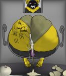 anthro balls bayushkit big_butt bodily_fluids body_writing butt clothing condom cum cum_between_cheeks cum_inside cum_through filled_condom free_use genital_fluids genitals glory_hole handle_bar hi_res huge_butt leaking_cum machine male photo_background photography_(artwork) protogen public public_exposure public_use sexual_barrier_device sockstepprotogen solo spitting_cum tally_marks underwear used_cocksleeve wall_(structure)