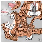  aaron aaron_(artist) anal anal_penetration anthro balls biceps big_muscles brothers bulge butt cowgirl_position cum cum_inside cutaway duo feline gay incest invalid_tag male mammal muscles on_top penetration penis piercing precum sex sibling straddling thong tiger 