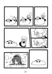  &gt;_&lt; :c =_= closed_eyes comic greyscale hat highres hong_meiling hong_meiling_(panda) izayoi_sakuya maid monochrome multiple_girls pitfall pulling running scan seki_(red_shine) silent_comic star stuck tears touhou transformation 