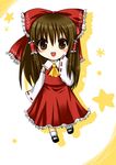  asahana_jun bad_id bad_pixiv_id blush bow brown_eyes brown_hair chibi detached_sleeves hair_bow hair_tubes hakurei_reimu looking_at_viewer lowres open_mouth smile solo touhou 