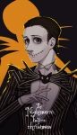  1boy highres hofq-dull3 humanization jack_skellington jacket long_sleeves looking_at_viewer male_focus personification pinstripe_pattern pinstripe_suit short_hair smile stitches striped_clothes suit the_nightmare_before_christmas vest 