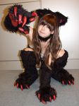  animal_ears capcom cat_ears catgirl claws cosplay felicia fur hachisu kneehighs paws photo vampire_(game) 
