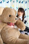  cosplay highres katou_mari maid maid_apron maid_uniform photo stuffed_animal stuffed_toy teddy_bear thigh-highs thighhighs 