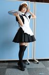  cosplay maid maid_apron maid_uniform photo rio_minase serving_tray thigh-highs thighhighs tray 