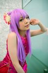  china_dress chinadress chinese_clothes cosplay dress flower frills highres namada photo purple_hair qipao ruffles 