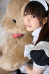  cosplay highres katou_mari maid maid_apron maid_uniform photo stuffed_animal stuffed_toy teddy_bear 