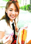  cosplay highres hirano_aya hot_dog hotdog photo school_uniform serafuku 