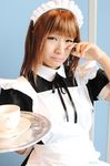  cosplay maid maid_apron maid_uniform photo rio_minase serving_tray tray 
